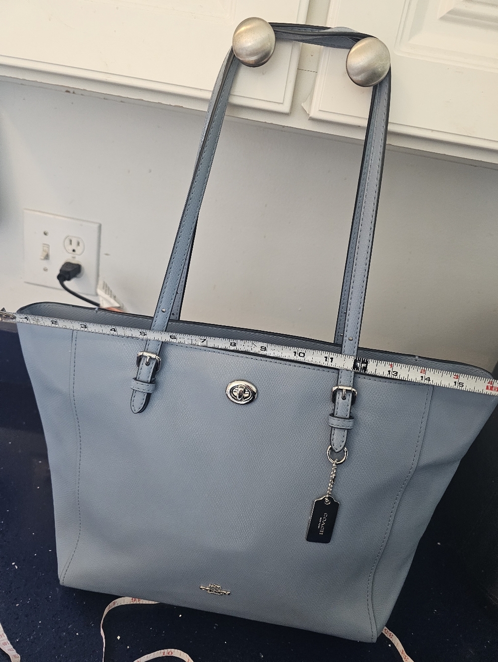 Coach Turnlock Tote In Beautiful Blue Color 37142 - Picture 5 of 13